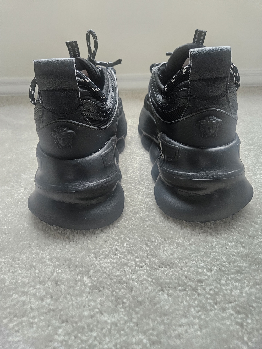 Versace Men's Black Sculpted Sole Sneakers